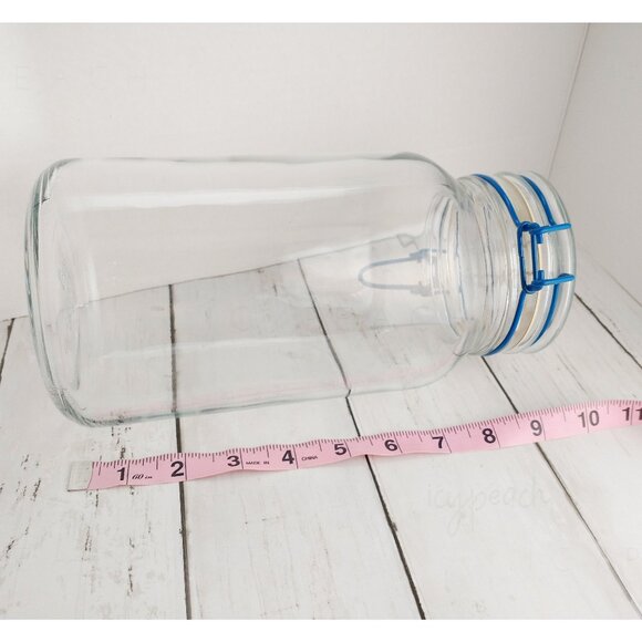 Anchor Hocking Bail Lid Glass Jar Vtg Wire Bale Storage Canister 90s Kitchenalia - Picture 3 of 11